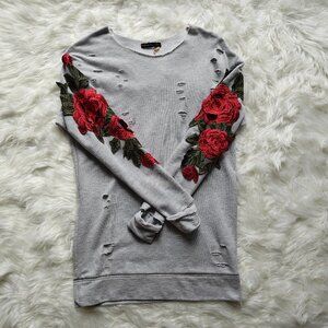Brooklyn Karma 3D Floral Sliced Sweatshirt, SIZE Medium